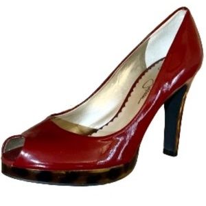 Genuine Leather Leopard Print Peep Toe 4” Heels